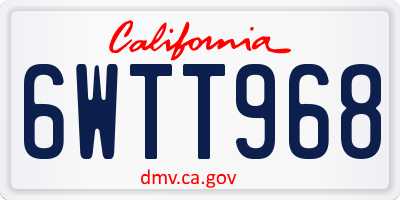 CA license plate 6WTT968