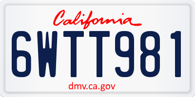 CA license plate 6WTT981