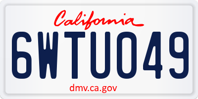 CA license plate 6WTU049