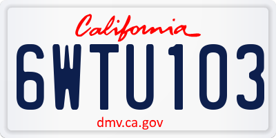 CA license plate 6WTU103