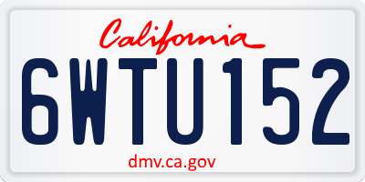 CA license plate 6WTU152