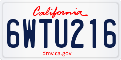 CA license plate 6WTU216