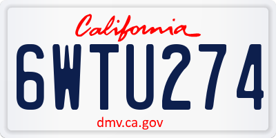 CA license plate 6WTU274