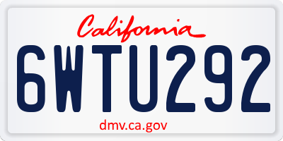 CA license plate 6WTU292