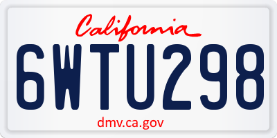 CA license plate 6WTU298