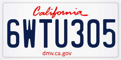 CA license plate 6WTU305