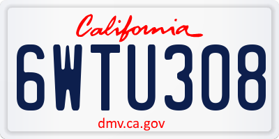 CA license plate 6WTU308