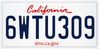 CA license plate 6WTU309
