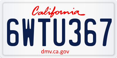 CA license plate 6WTU367