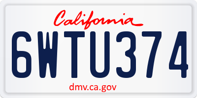 CA license plate 6WTU374
