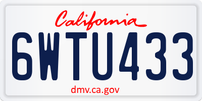 CA license plate 6WTU433