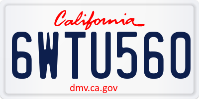 CA license plate 6WTU560