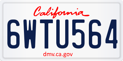 CA license plate 6WTU564