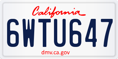 CA license plate 6WTU647