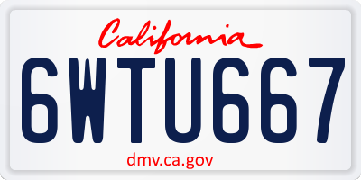 CA license plate 6WTU667