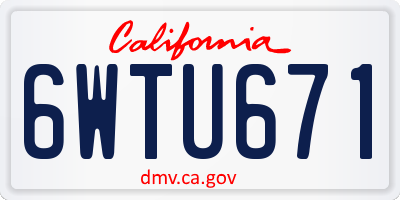 CA license plate 6WTU671
