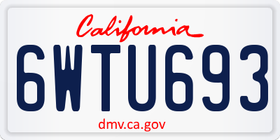 CA license plate 6WTU693