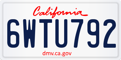 CA license plate 6WTU792