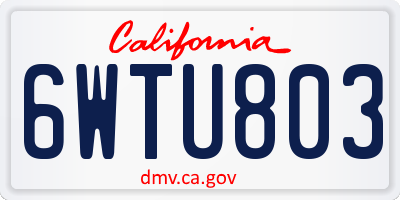 CA license plate 6WTU803