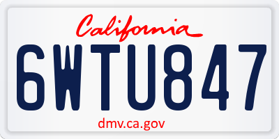 CA license plate 6WTU847