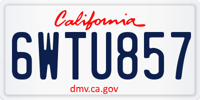 CA license plate 6WTU857