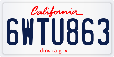 CA license plate 6WTU863