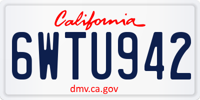 CA license plate 6WTU942