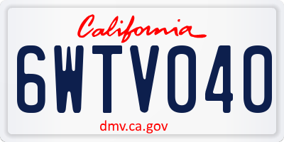CA license plate 6WTV040
