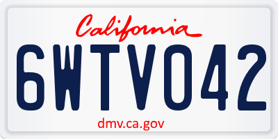 CA license plate 6WTV042