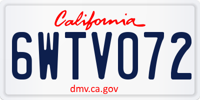CA license plate 6WTV072