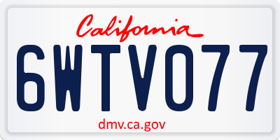 CA license plate 6WTV077