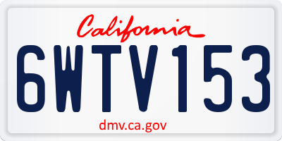 CA license plate 6WTV153