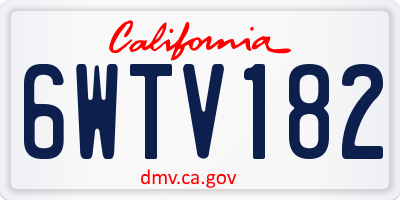 CA license plate 6WTV182