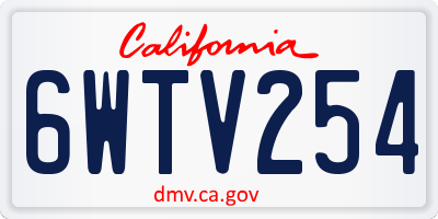CA license plate 6WTV254
