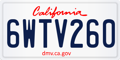 CA license plate 6WTV260