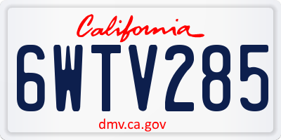 CA license plate 6WTV285