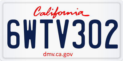 CA license plate 6WTV302