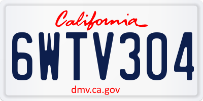 CA license plate 6WTV304