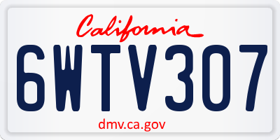 CA license plate 6WTV307