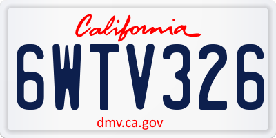 CA license plate 6WTV326