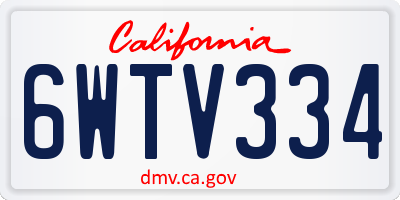 CA license plate 6WTV334