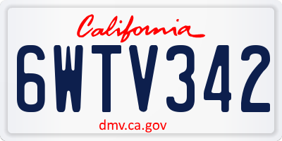 CA license plate 6WTV342