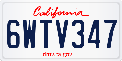 CA license plate 6WTV347