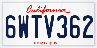 CA license plate 6WTV362