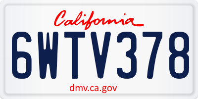 CA license plate 6WTV378