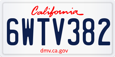CA license plate 6WTV382