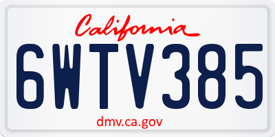 CA license plate 6WTV385
