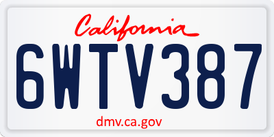 CA license plate 6WTV387