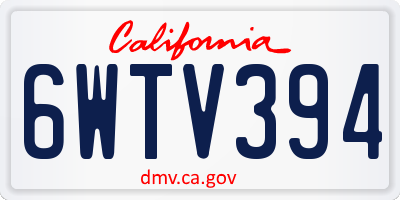 CA license plate 6WTV394