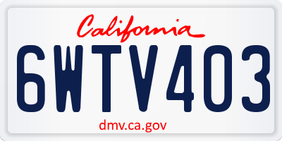 CA license plate 6WTV403